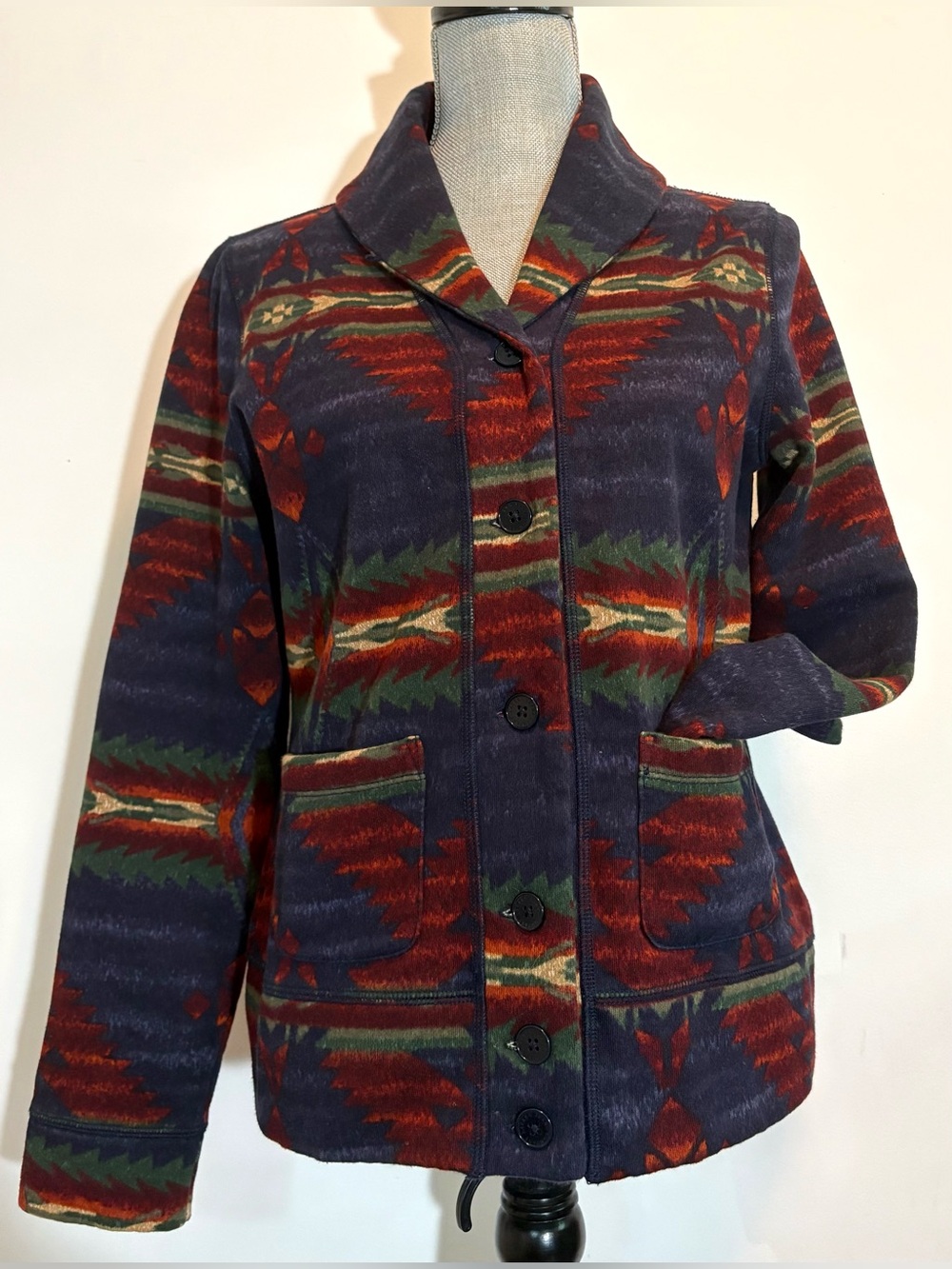 Vintage Ralph Lauren Aztec Southwest Tribal Button Up Jacket Size Medium